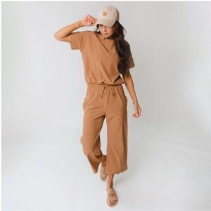 ALBION Wide Leg Jumpsuit in Sand Size XL